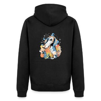 Libo the blue dog - Unisex Premium Organic Zip Hoodie - black - Back - Nico (187cm)