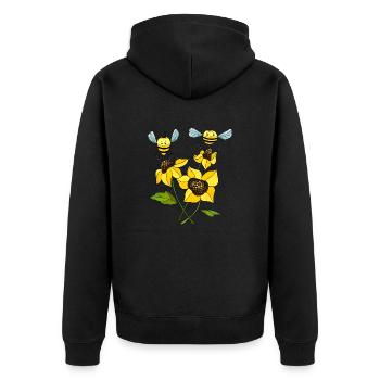 Bienen - Unisex Premium Bio Zip Hoodie - Schwarz - Hinten - Nico (187cm)