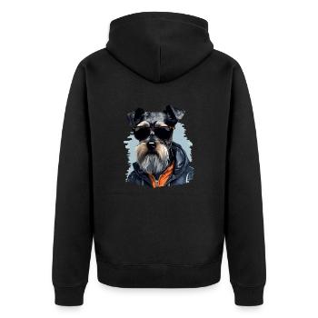 Streetwear Whiskers: style schnauzer miniature - Veste à capuche bio Premium Unisexe - noir - Dos - Nico (187cm)