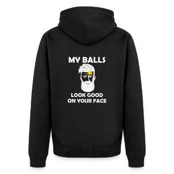 Paintball Airsoft - Unisex Premium Bio Zip Hoodie - Schwarz - Hinten - Nico (187cm)