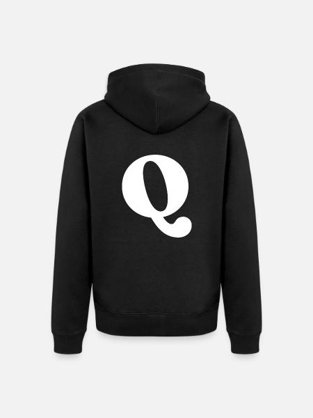 Letter q - Unisex Premium Organic Zip Hoodie - black