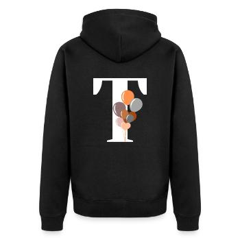 Buchstabe t Geburtstagsballon - Unisex Premium Bio Zip Hoodie - Schwarz - Hinten - Nico (187cm)