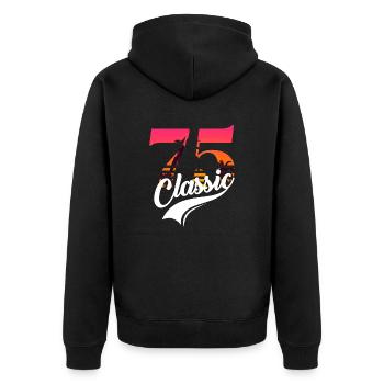 Vintage 1975-75th Anniversary - Unisex Premium Organic Zip Hoodie - black - Back - Nico (187cm)