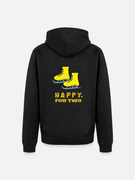 schlittschuhe happy for two - Unisex Premium Bio Zip Hoodie - Schwarz