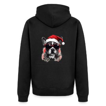 Bouledogue français Chien de Noël dans la neige - Veste à capuche bio Premium Unisexe - noir - Dos - Nico (187cm)