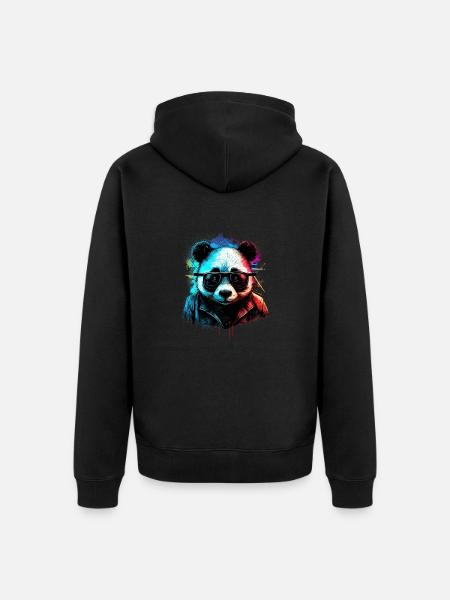 Futuristic panda - Unisex Premium Organic Zip Hoodie - black