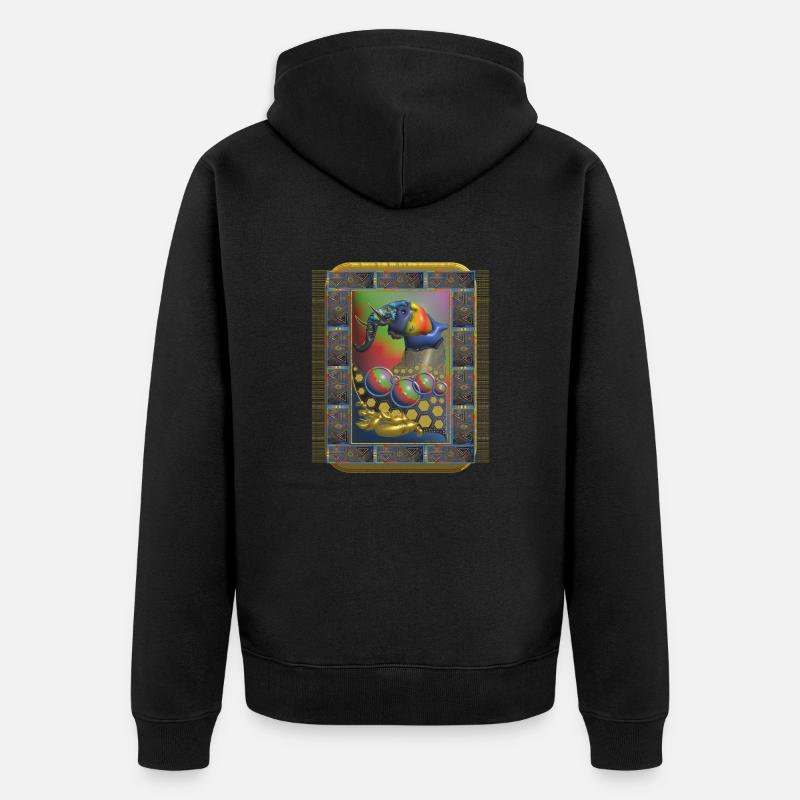 Éléphant Art Cubisme - Veste à capuche bio Premium Unisexe - noir