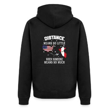Distanz bedeutet so wenig, wenn jemand viel bedeutet - Unisex Premium Bio Zip Hoodie - Schwarz - Hinten - Nico (187cm)