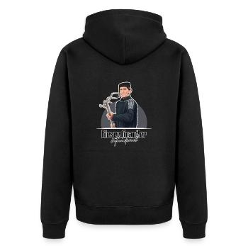 Rieser Grantler // Illustration - Unisex Premium Bio Zip Hoodie - Schwarz - Hinten - Nico (187cm)