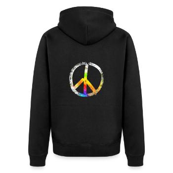 peace sign speckled 03 - Unisex Premium Bio Zip Hoodie - Schwarz - Hinten - Nico (187cm)