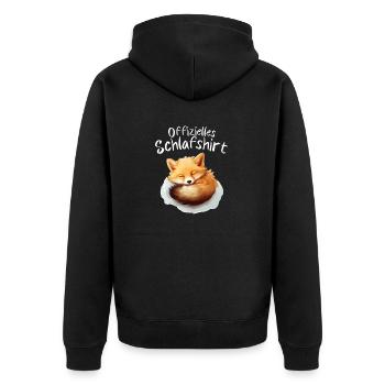 Schlafshirt - Unisex Premium Bio Zip Hoodie - Schwarz - Hinten - Nico (187cm)