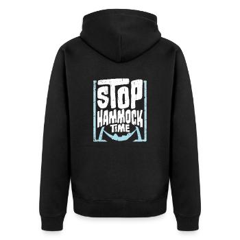 Funny Stop Hammock Time Relaxing Sleeping Camping - Unisex Premium Organic Zip Hoodie - black - Back - Nico (187cm)