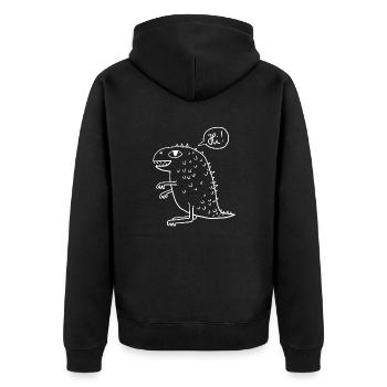Dino weiß - Unisex Premium Bio Zip Hoodie - Schwarz - Hinten - Nico (187cm)