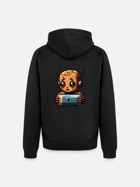 Bot Robot with Depleted Battery - Unisex Premium Organic Zip Hoodie - black