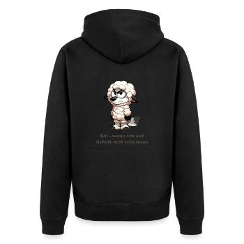 Wolf im Schafspelz auf Arbeit - Unisex Premium Bio Zip Hoodie - Schwarz - Hinten - Nico (187cm)