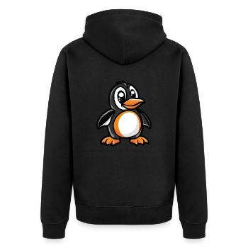 pinguin comic - Unisex Premium Bio Zip Hoodie - Schwarz - Hinten - Nico (187cm)