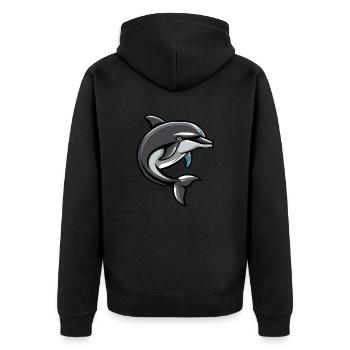 delfin - Unisex Premium Bio Zip Hoodie - Schwarz - Hinten - Nico (187cm)