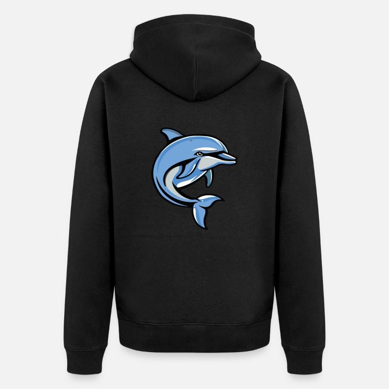 delfin comic - Unisex Premium Bio Zip Hoodie - Schwarz