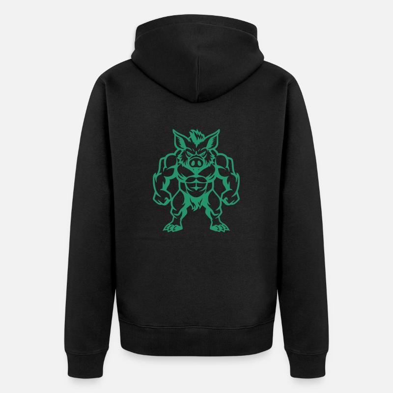 Bande dessinée Sanglier - Veste à capuche bio Premium Unisexe - noir