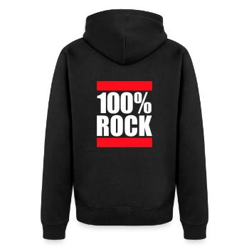 100 % Prozent Rock Heavy Metal Musik Text Logo Fun - Unisex Premium Bio Zip Hoodie - Schwarz - Hinten - Nico (187cm)
