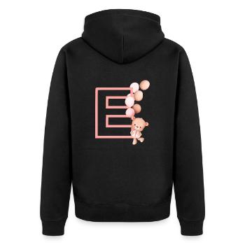 Buchstabe e rosa Bär - Unisex Premium Bio Zip Hoodie - Schwarz - Hinten - Nico (187cm)