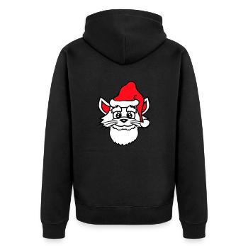 Weihnachtsmann Katze Winter Weihnachten Mütze Kopf - Unisex Premium Bio Zip Hoodie - Schwarz - Hinten - Nico (187cm)