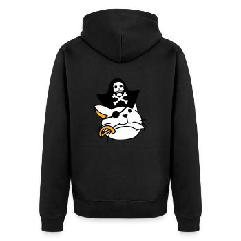 Süße Pirat Katze Seeräuber Augenklappe Hut Säbel - Unisex Premium Bio Zip Hoodie - Schwarz - Hinten - Nico (187cm)