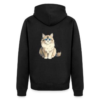 Elegante Katzen Rasse - Unisex Premium Bio Zip Hoodie - Schwarz - Hinten - Nico (187cm)