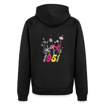 Geburtsjahr 1951 Wildblumen - Unisex Premium Bio Zip Hoodie - Schwarz - Hinten - Nico (187cm)