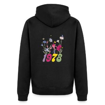 Geburtsjahr 1978 Wildblumen - Unisex Premium Bio Zip Hoodie - Schwarz - Hinten - Nico (187cm)