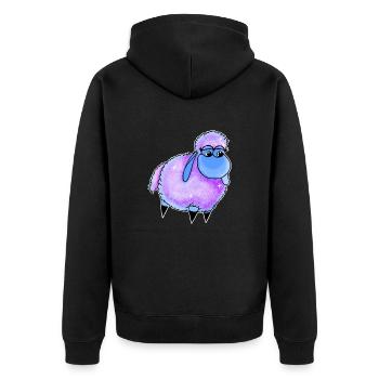 Wolly Sheepling Sprinkle - Unisex Premium Bio Zip Hoodie - Schwarz - Hinten - Nico (187cm)