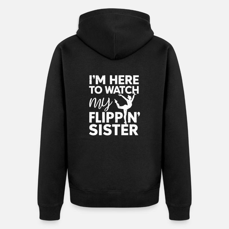 Stolzer Zuschauer – Schwester - Unisex Premium Bio Zip Hoodie - Schwarz