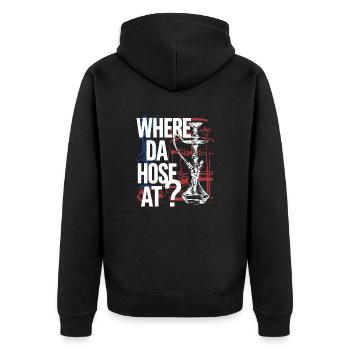 Lustiger Shisha-Look für Fans - Unisex Premium Bio Zip Hoodie - Schwarz - Hinten - Nico (187cm)