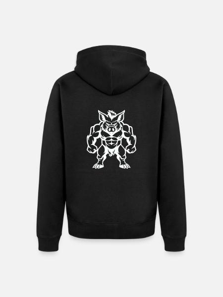 wildschwein comic - Unisex Premium Bio Zip Hoodie - Schwarz