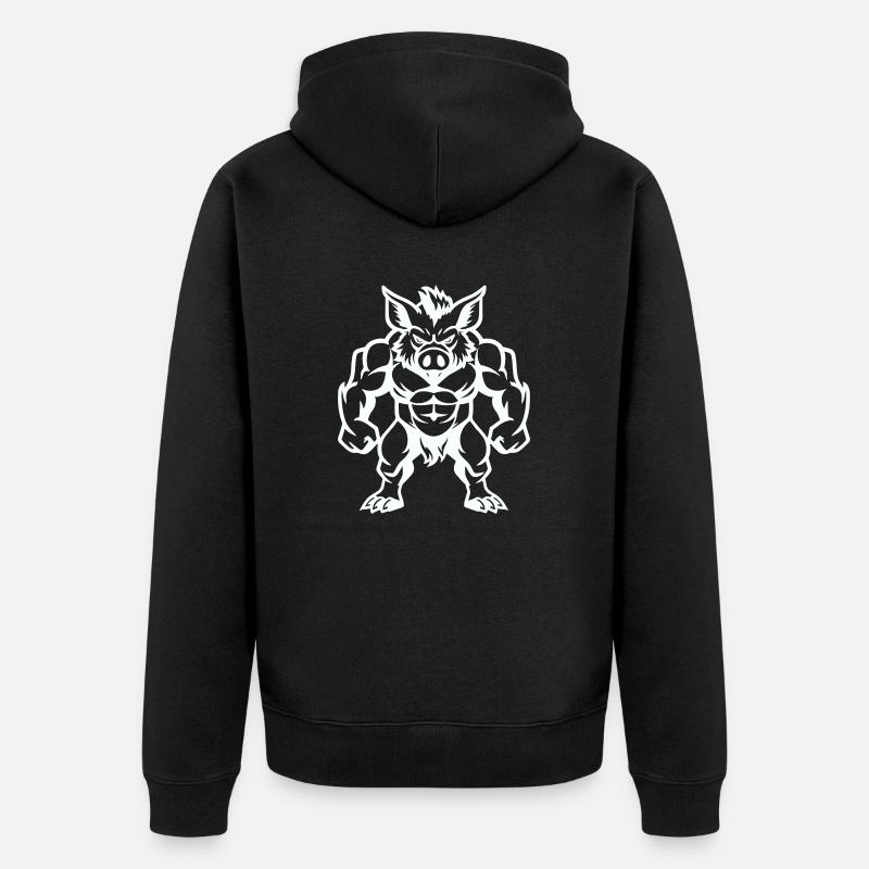 wildschwein comic - Unisex Premium Bio Zip Hoodie - Schwarz