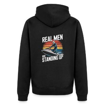 Adrenaline on the water - Unisex Premium Organic Zip Hoodie - black - Back - Nico (187cm)