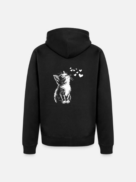 Cute Cat Hearts - Unisex Premium Organic Zip Hoodie - black