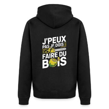 J peux pas je dois faire du bois - Veste à capuche bio Premium Unisexe - noir - Dos - Nico (187cm)