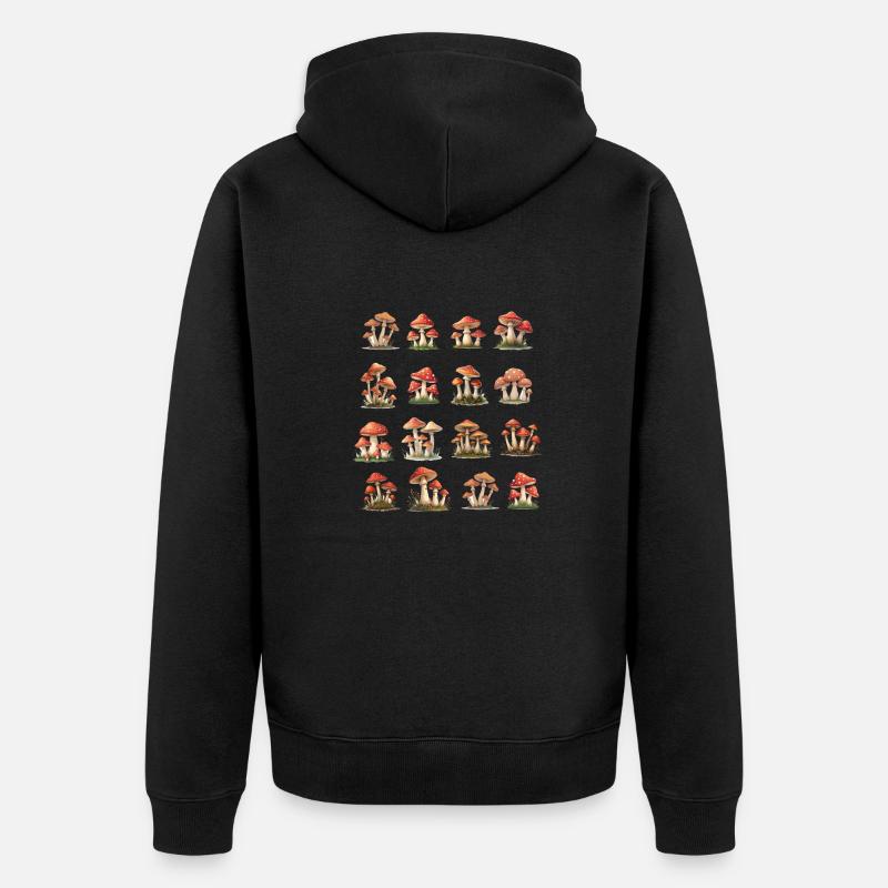 Rote Champignons - Unisex Premium Bio Zip Hoodie - Schwarz
