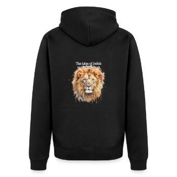 The Lion of Judah is Coming Back - Unisex Premium Organic Zip Hoodie - black - Back - Nico (187cm)