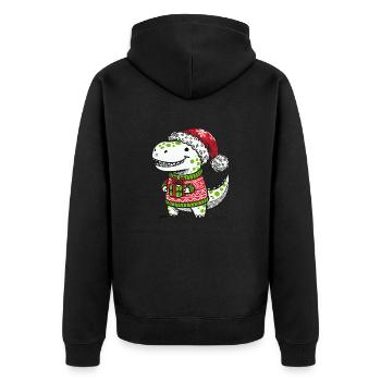 T-Rex de Noël avec cadeau - Veste à capuche bio Premium Unisexe - noir - Dos - Nico (187cm)