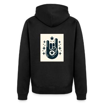 Rock On Hand Gesture with the Stars - Unisex Premium Organic Zip Hoodie - black - Back - Nico (187cm)