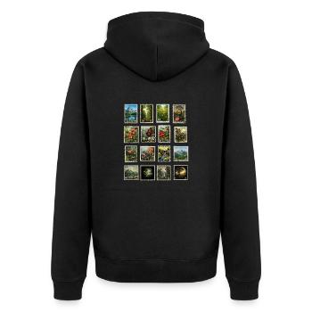 Postage stamps help nature - Unisex Premium Organic Zip Hoodie - black - Back - Nico (187cm)