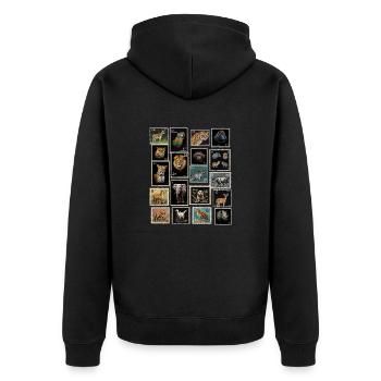 Timbres-poste Animaux du monde - Veste à capuche bio Premium Unisexe - noir - Dos - Nico (187cm)