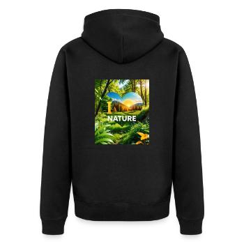 Nature - Unisex Premium Bio Zip Hoodie - Schwarz - Hinten - Nico (187cm)