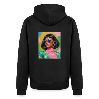 Women color - Unisex Premium Bio Zip Hoodie - Schwarz - Hinten - Nico (187cm)