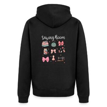 Sewing Room – Creative Sewing and Needlework - Unisex Premium Organic Zip Hoodie - black - Back - Nico (187cm)