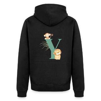 Letter y green jungle animals - Unisex Premium Organic Zip Hoodie - black - Back - Nico (187cm)