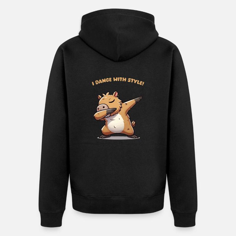Capybara Dabbing Style - Veste à capuche bio Premium Unisexe - noir