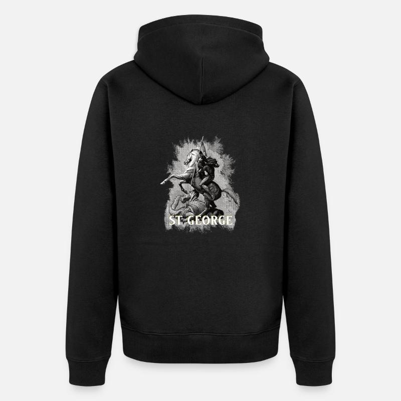 Heiliger Georg Drachentöter - Unisex Premium Bio Zip Hoodie - Schwarz